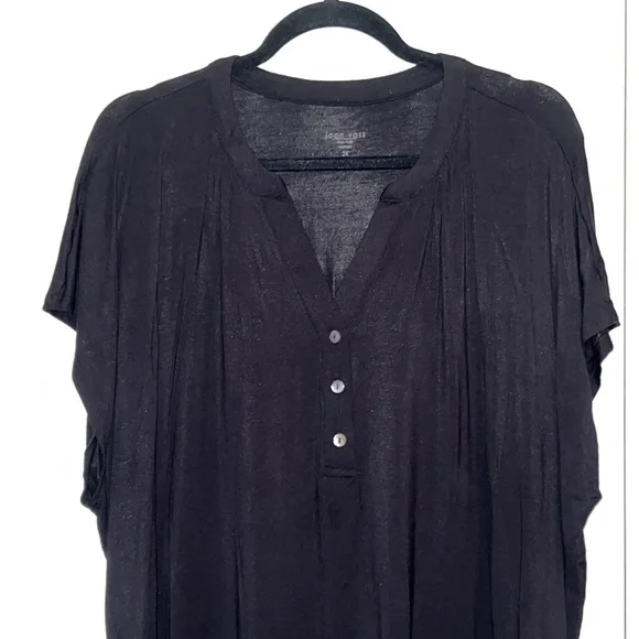 Joan Vass Women’s Plus Size Cap Sleeve Top in Black in 2X - Picture 2 of 9